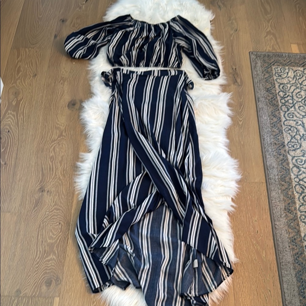 Show Me Your MuMu Asymmetrical Blue and White Wrap Sundress